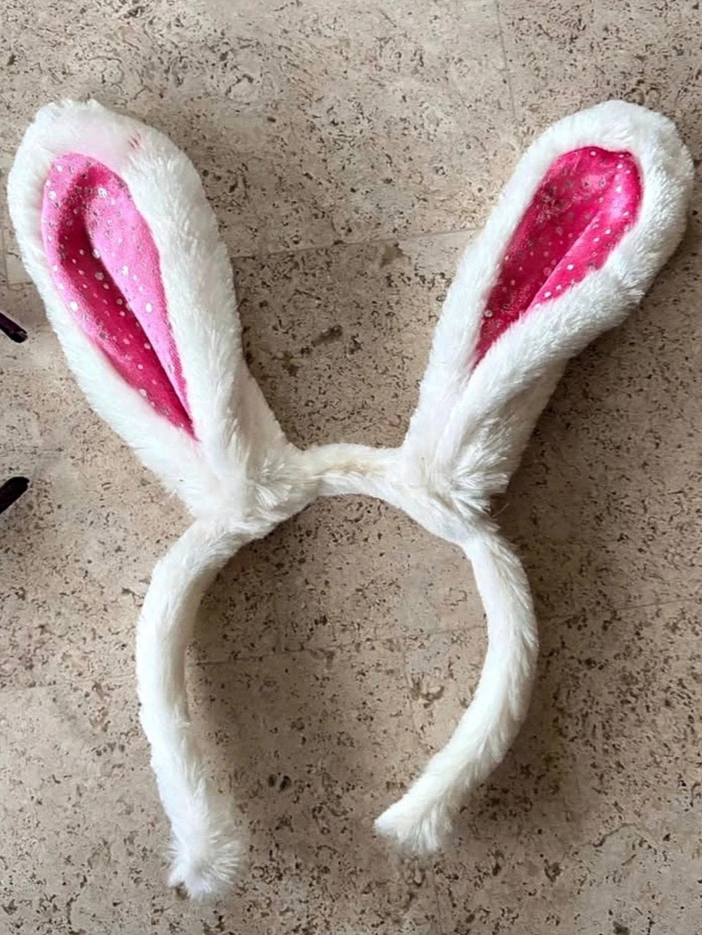 Bunny Ear Headband in White & Pink Like New